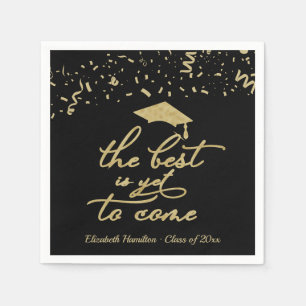 The Best Is Yet To Come Gold Script Grad Party Napkin