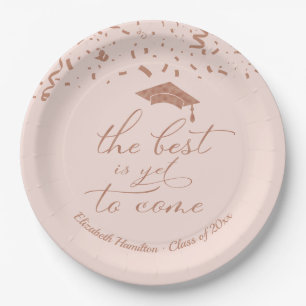 The Best Is Yet To Come Rose Gold Grad Party Pink Paper Plate