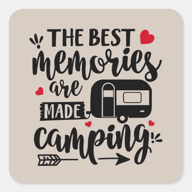 The best memories word art Camping Square Sticker (Front)