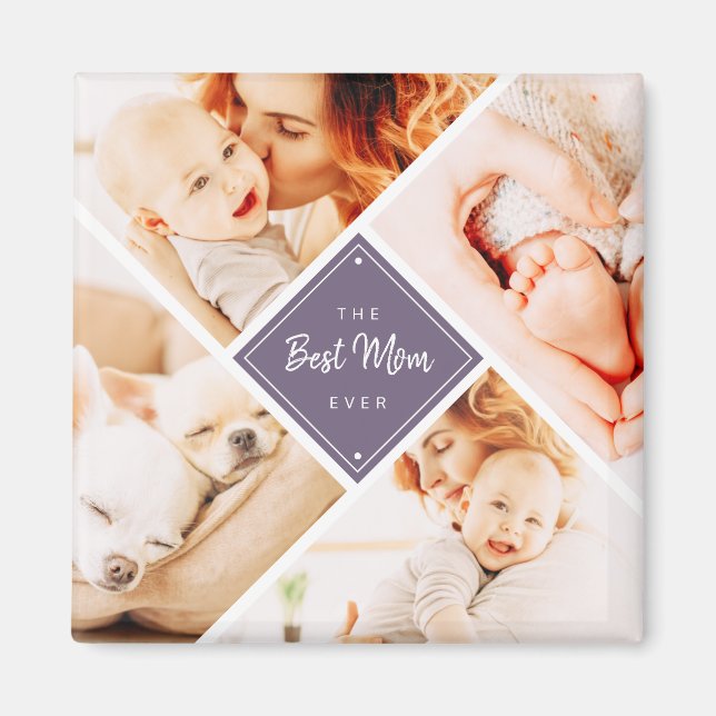 The Best Mom Ever Modern Custom Photos Magnet (Front)