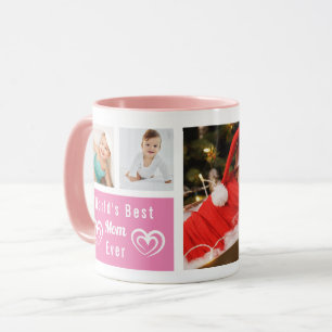 The Best Mom Ever Pink Custom Photo Collage Mug