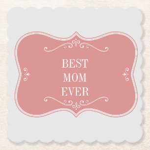 The best mom in the world, pink frame square pape paper coaster