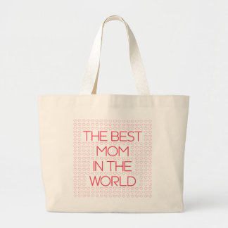The Best Mom In The World Red Typography Large Tote Bag