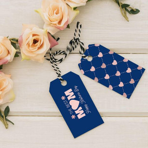 The Best Mom Pink Heart Pattern Appreciation Gift Tags