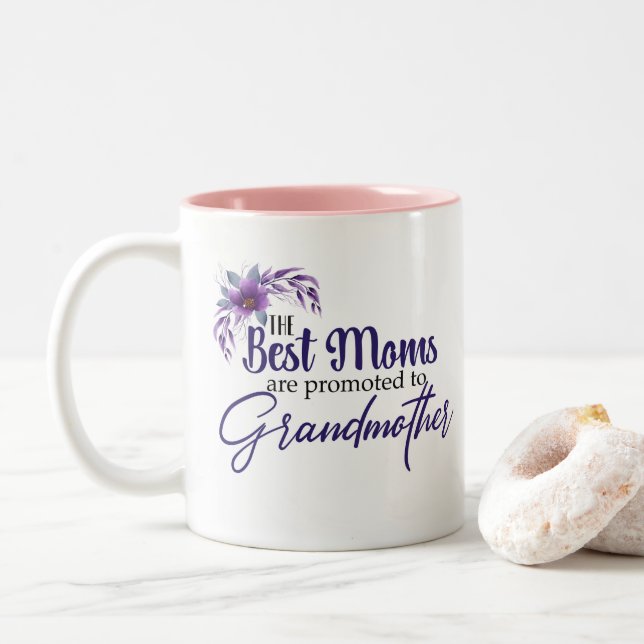 The Best Moms Are Promoted To Grandmother Two-Tone Coffee Mug (With Donut)