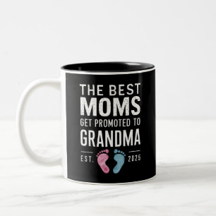 The Best Moms Get Promoted To Grandma Est 2025 Two-Tone Coffee Mug