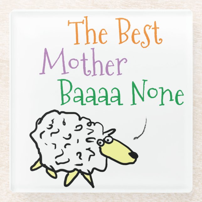 The Best Mother Baaa None Pillar Candle Glass Coaster (Front)