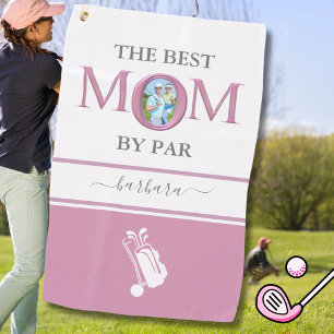 The Best Mum By Par Photo Stylish Pink Lavender  Golf Towel