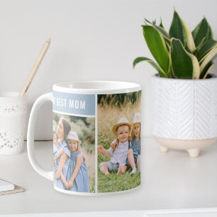 The Best Mum Dusty Blue Photo Collage Coffee Mug