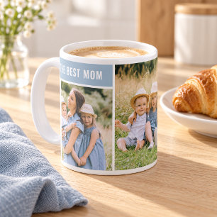 The Best Mum Dusty Blue Photo Collage Coffee Mug