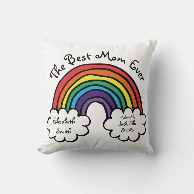 The Best Mum Ever Colourful Rainbow Mothers Day Cushion (Front)