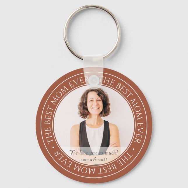 The Best Mum Ever Modern Classic Photo Keychain (Front)