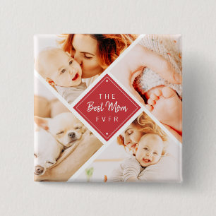 The Best Mum Ever Modern Custom Photos 15 Cm Square Badge