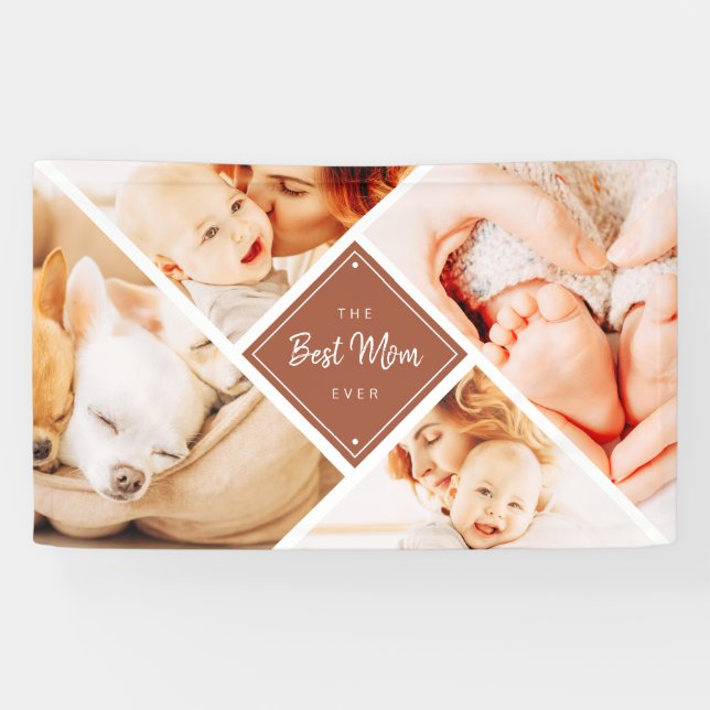 The Best Mum Ever Modern Custom Photos Banner (Horizontal)