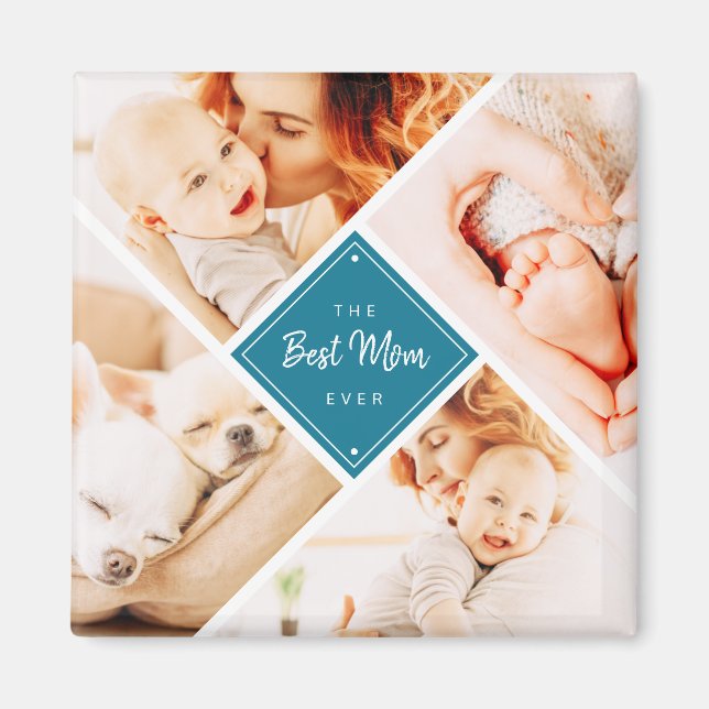 The Best Mum Ever Modern Custom Photos Magnet (Front)