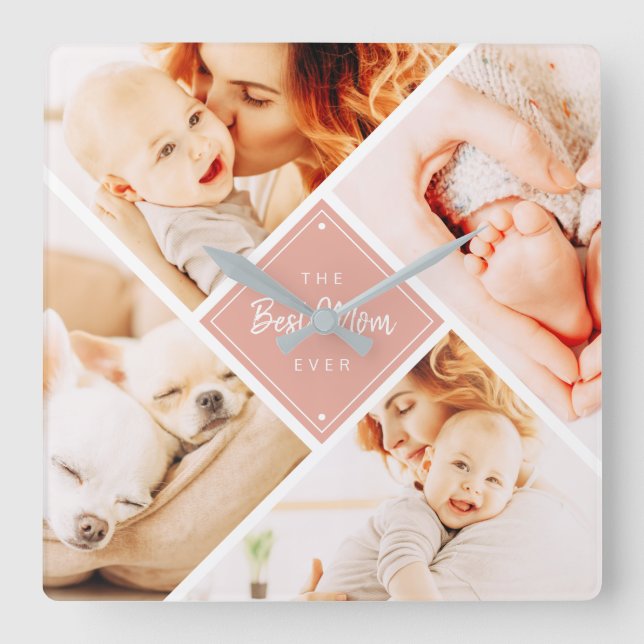 The Best Mum Ever Modern Custom Photos Square Wall Clock (Front)