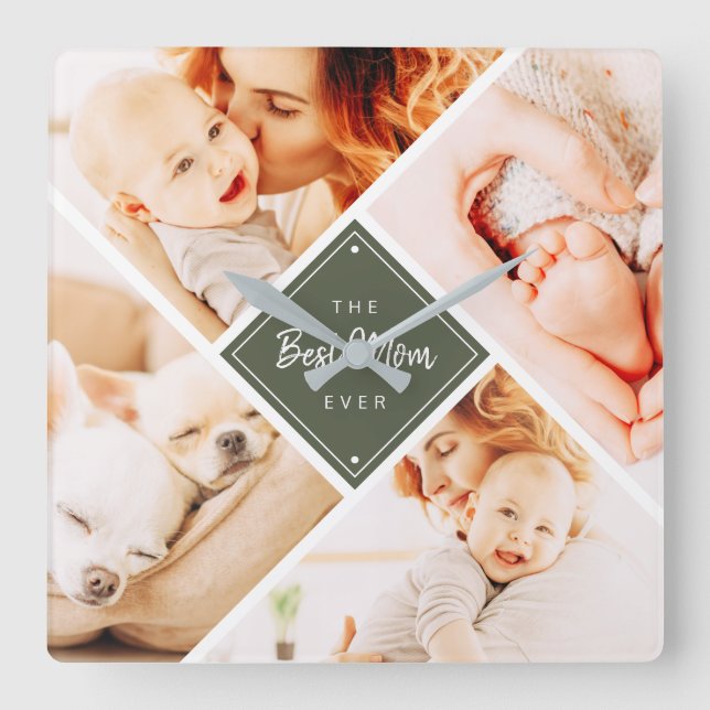 The Best Mum Ever Modern Custom Photos Square Wall Clock (Front)