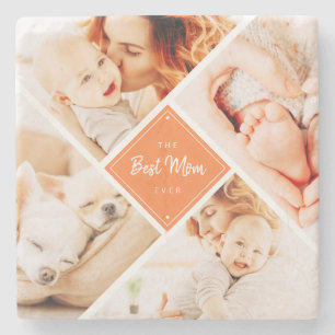 The Best Mum Ever Modern Custom Photos Stone Coaster