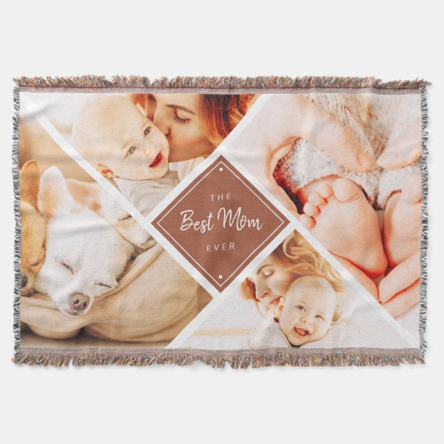 The Best Mum Ever Modern Custom Photos  Throw Blanket (Front)