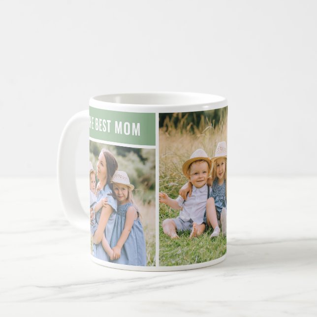 The Best Mum Green Mothers Day Photo Collage Coffee Mug (Front Left)