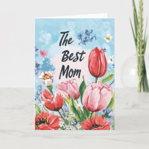The Best Mum Retro Flowers Holiday Card
