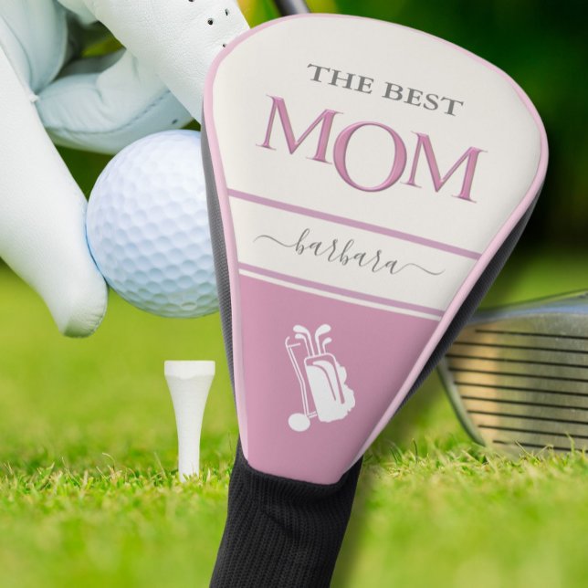 The Best Mum Stylish Pink Lavender Lettering Golf Head Cover (Creator Uploaded)