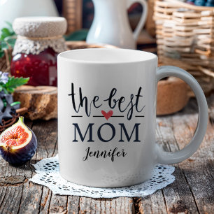The Best Mum Watercolor Red Heart Name Coffee Mug