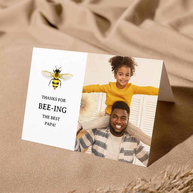 The Best Papa | Cute Bee and Photo Father's Day Holiday Card (Creator Uploaded)