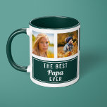 The Best Papa Ever Green Collage Custom Photo Mug<br><div class="desc">The Best Papa Ever Green Collage Custom Photo Mug. Personalise this custom 8 photo collage design with your own text and pictures.</div>