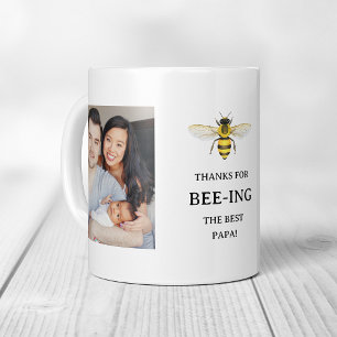 The Best Papa   Simple Cute Bee and Photos Coffee Mug