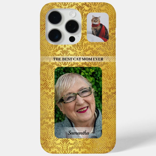 The Best Pet Mum Ever Photo Name Gold Floral  Case-Mate iPhone Case (Back)