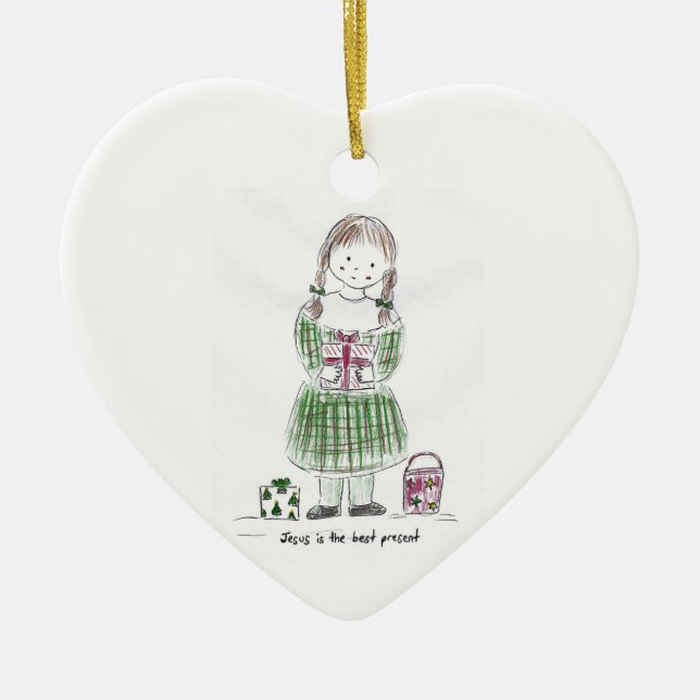 The_best_present Ceramic Tree Decoration (Front)