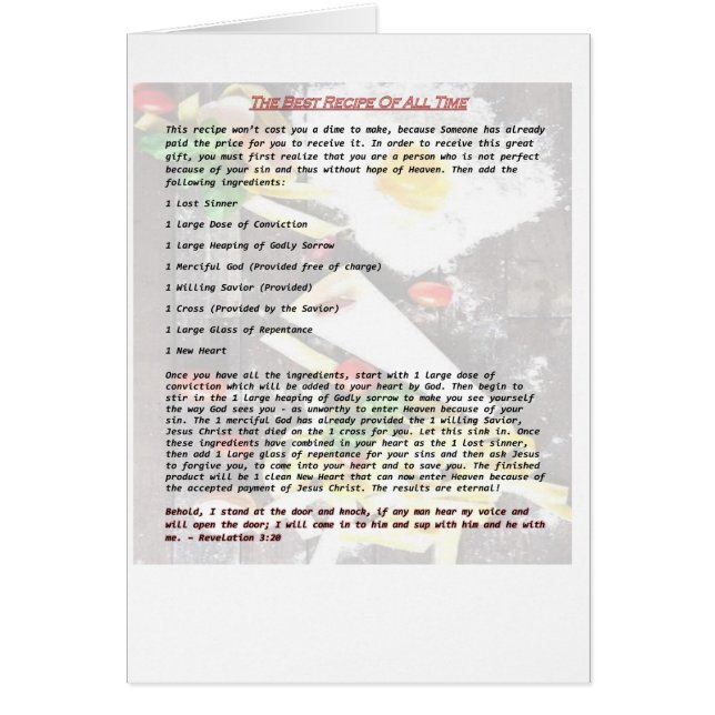 The Best Recipe of All Time - Gospel Tract (Front)