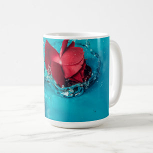 The best Red rose with Blue background Coffee Mug