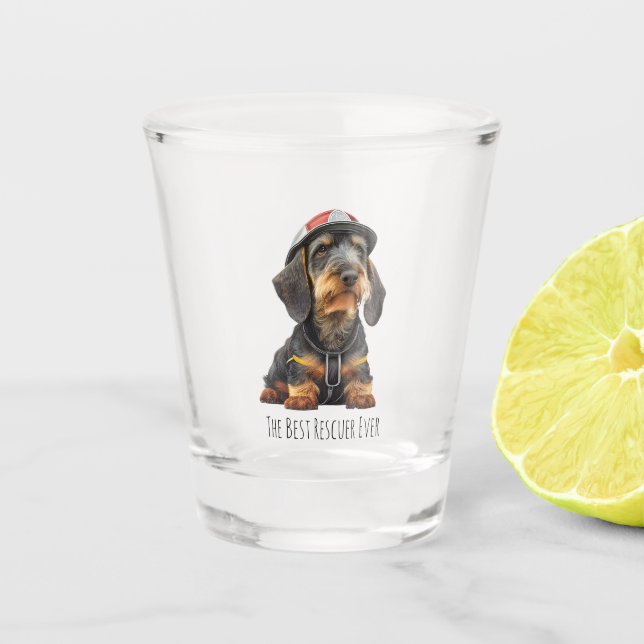 The Best Rescuer Ever Wire-haired Dachshund Shot Glass (Front)
