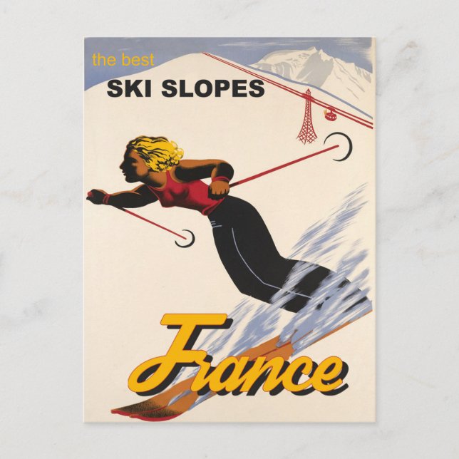 The Best Ski Slopes in France, Vintage Postcard (Front)