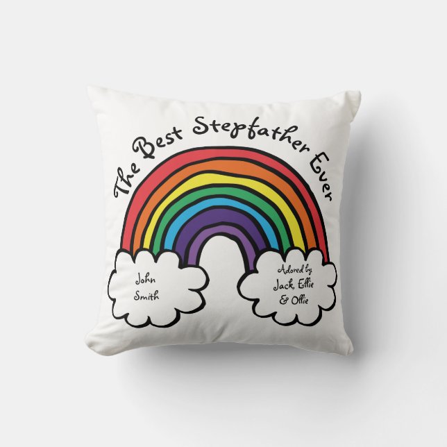 The Best Stepfather Ever Colourful Rainbow Cushion (Front)