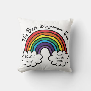 The Best Stepmom, Stepmother Ever Colourful Rainbo Cushion