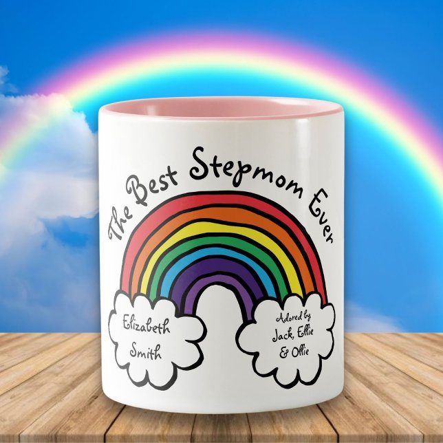 The Best Stepmom, Stepmother Ever Rainbow Fun Two-Tone Coffee Mug (Creator Uploaded)