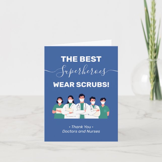 The Best Superheroes Wear Scrubs Gratitude Thank You Card (Front)