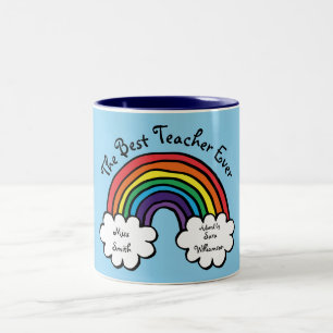 The Best Teacher Ever Rainbow Blue Two-Tone Coffee Mug