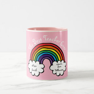 The Best Teacher Ever Rainbow Pink Two-Tone Coffee Mug