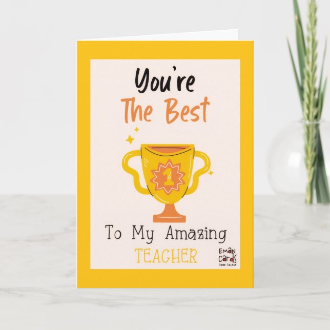 The Best Teacher Trophy Card (Front)