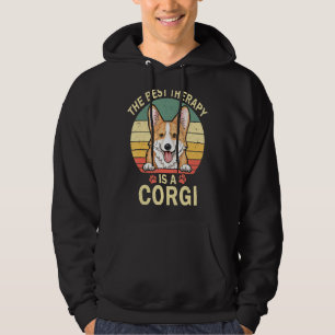 The Best Therapy Is A Corgi Vintage Dad Mum Dog Pa Hoodie