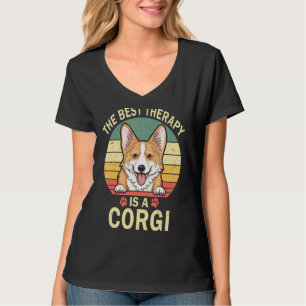 The Best Therapy Is A Corgi Vintage Dad Mum Dog Pa T-Shirt