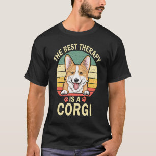 The Best Therapy Is A Corgi Vintage Dad Mum Dog Pa T-Shirt
