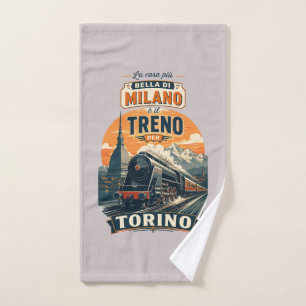The Best Thing About Milan Is The Train To Turin Hand Towel