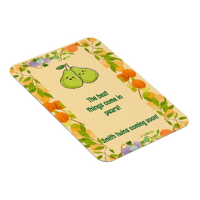 The Best Things Come in Pears Announcement Magnet (Right Side)