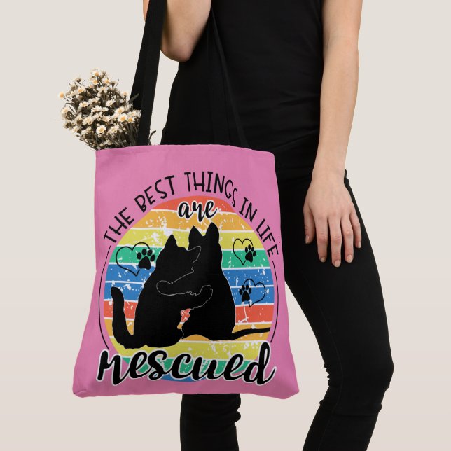 The Best Things In Life Are Rescued Pet Tote Bag (Close Up)