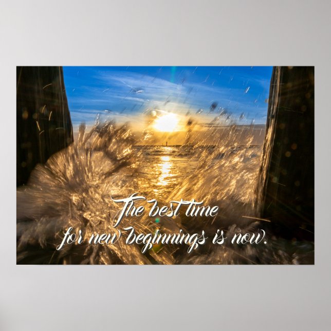 The best time to begin is now inspirational quote poster (Front)